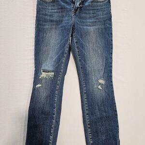 Women’s Distressed Ankle Crop Jeans - Blue
